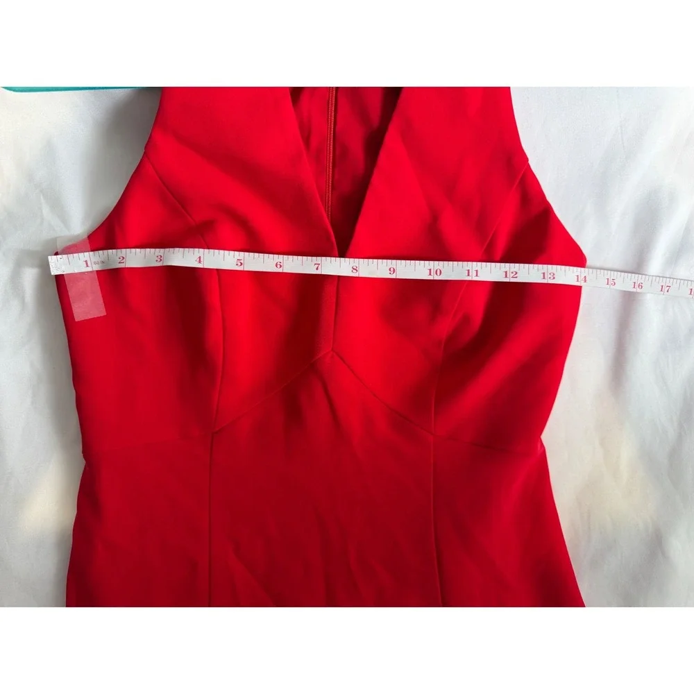 Amanda Uprichard Dress Women Petite P Red‎ Choker Neck High Low Mermaid Midi